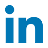A blue linkedin logo on a black background